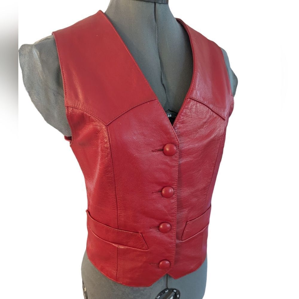 Vintage Alamo Red Leather Vest women's medium
